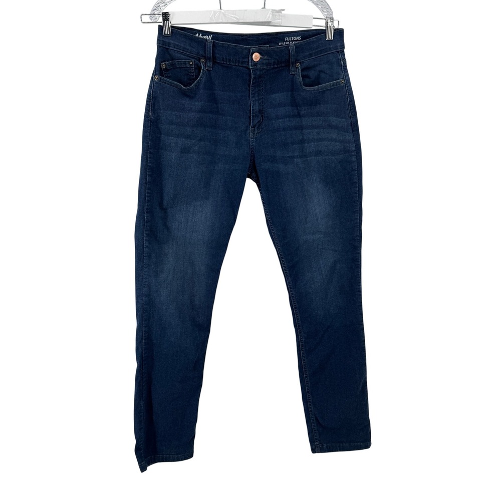 MUGSY Jeans Mens 38x34 Blue Fultons Slim Straight Dark Wash Denim FXL3NFU